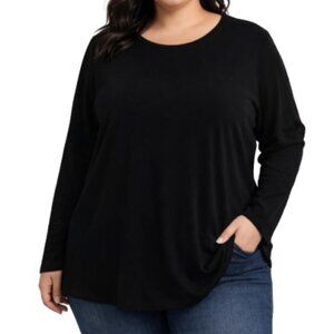 GNW 3X Black Knit Long Sleeve Tunic Top